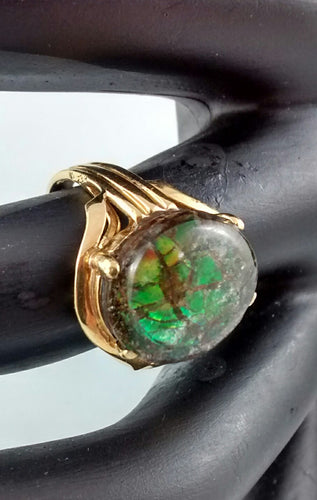 Gold-Plated Ammolite Ring