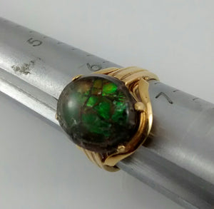 Gold-Plated Ammolite Ring