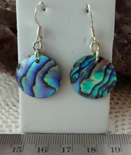 Load image into Gallery viewer, ruler showing size of abalone shell pierced earrings
