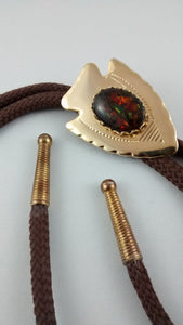 Arrowhead Shaped Bolo Tie with Ammolite