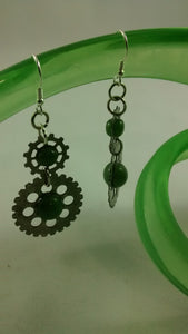 Reversible Dangling BC Jade Gear Earrings