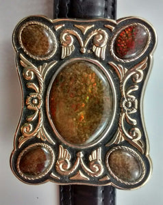 Rectangular shaped Ammolite Belt Buckle