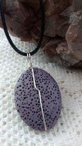 Purple Dyed Lava Rock Wire-Wrapped Bead Necklace