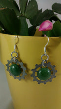 Load image into Gallery viewer, Jade &amp; Gear Pierced Earrings
