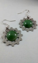 Load image into Gallery viewer, Jade &amp; Gear Pierced Earrings
