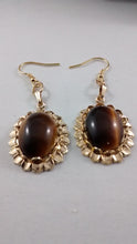 Load image into Gallery viewer, Tiger Eye Pierced Earrings
