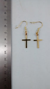 Back view of Gold Colored Cross Earrings