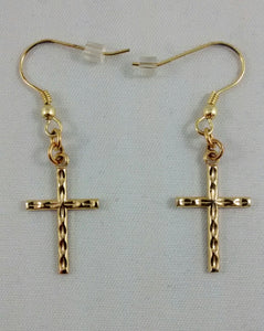 Small Gold Colored Cross Earrings