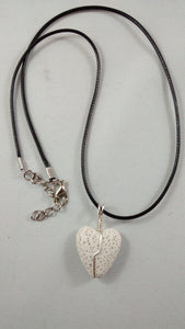 White Lava Rock Heart Shaped Necklace