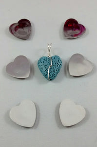 Blue Dyed Lava Rock Heart-Shaped Necklace