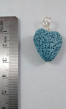 Load image into Gallery viewer, Blue Dyed Lava Rock Heart-Shaped Necklace
