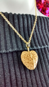 Yellow Dyed Lava Rock Heart-Shaped Necklace