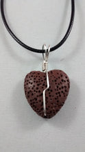 Load image into Gallery viewer, Brown Dyed Lava Rock Heart-Shaped Necklace
