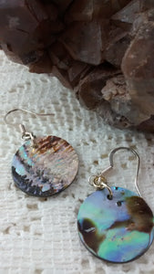 Showing back side of abalone shell pierced earrings