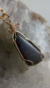 Gold-Filled Wire-Wrapped Ammolite Necklace