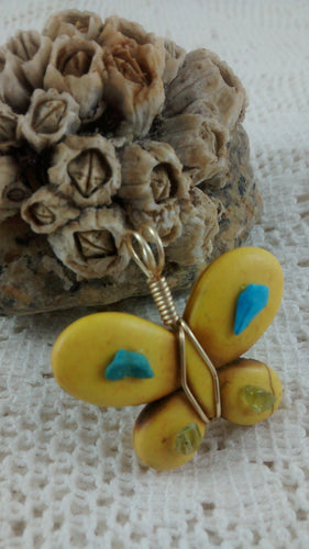 Butterfly Shaped Dyed Stone Bead with Gemstones