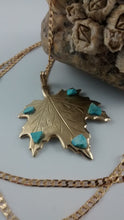 Load image into Gallery viewer, Leaf necklace with turquoise chips
