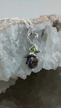 Load image into Gallery viewer, Silver with Peridot and garnet stone necklace
