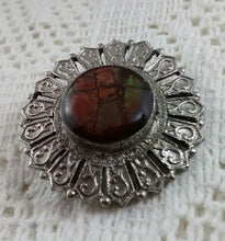 Load image into Gallery viewer, Round Ammolite Pin
