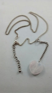 Heart-shaped rose-quartz necklace and chain