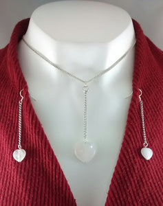 Rose-quartz earring and necklace set