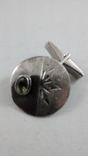 Load image into Gallery viewer, Designed Silver and Moldavite Cufflinks
