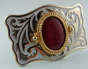 Rectangular shaped Belt Buckle with pinkish color stone