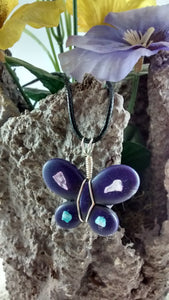 Butterfly Shaped Dyed Stone Wire-Wrapped Bead Pendant