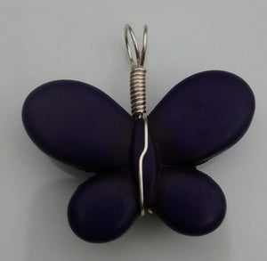 Butterfly Shaped Dyed Stone Wire-Wrapped Bead Pendant